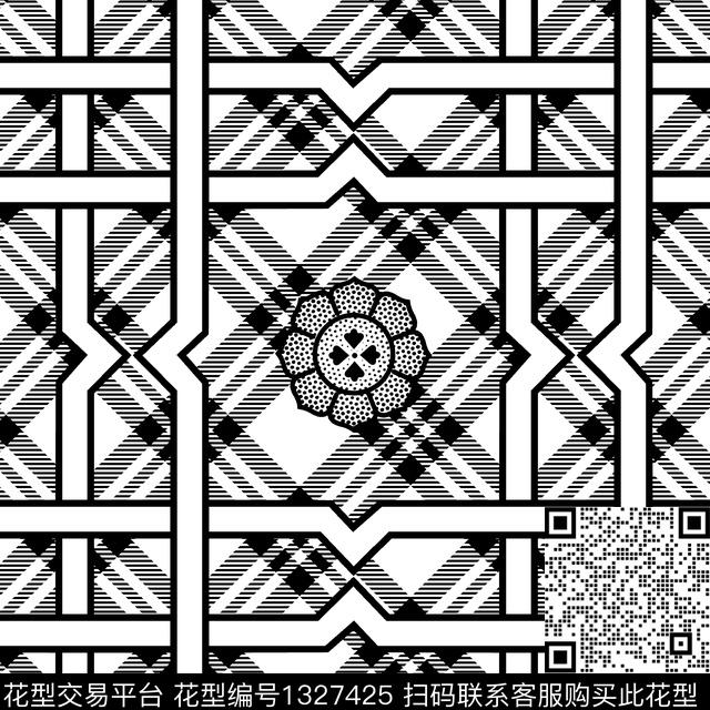 几何定位几何花卉条格传统印花华亿平台下载（图片编号: 1327425） - 瓦栏（Walan）