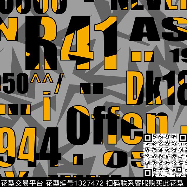 字母纸印花男装传统印花华亿平台下载（图片编号: 1327472） - 瓦栏（Walan）