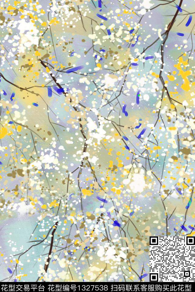 肌理花卉抽象数码印花华亿平台下载（图片编号: 1327538） - 瓦栏（Walan）