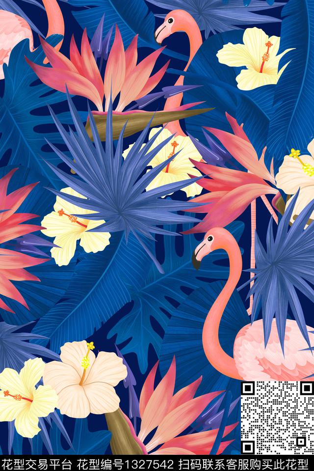 床品花卉火烈鸟数码印花华亿平台下载（图片编号: 1327542） - 瓦栏（Walan）