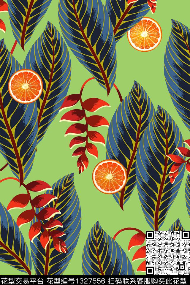 绿植树叶沙滩花卉数码印花华亿平台下载（图片编号: 1327556） - 瓦栏（Walan）