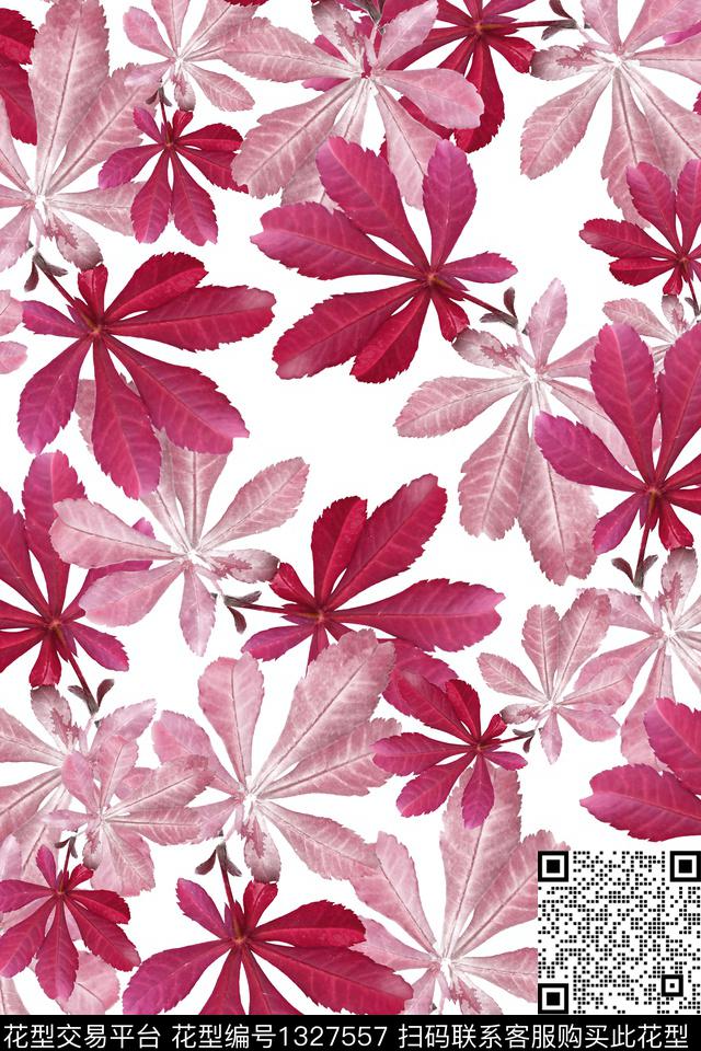 花卉枫叶大牌风数码印花华亿平台下载（图片编号: 1327557） - 瓦栏（Walan）
