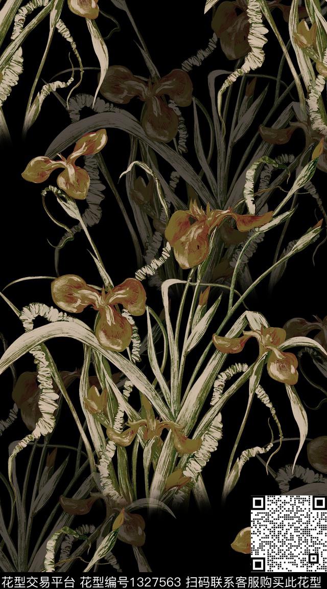 卷草大牌风秋冬华亿平台数码印花华亿平台下载（图片编号: 1327563） - 瓦栏（Walan）