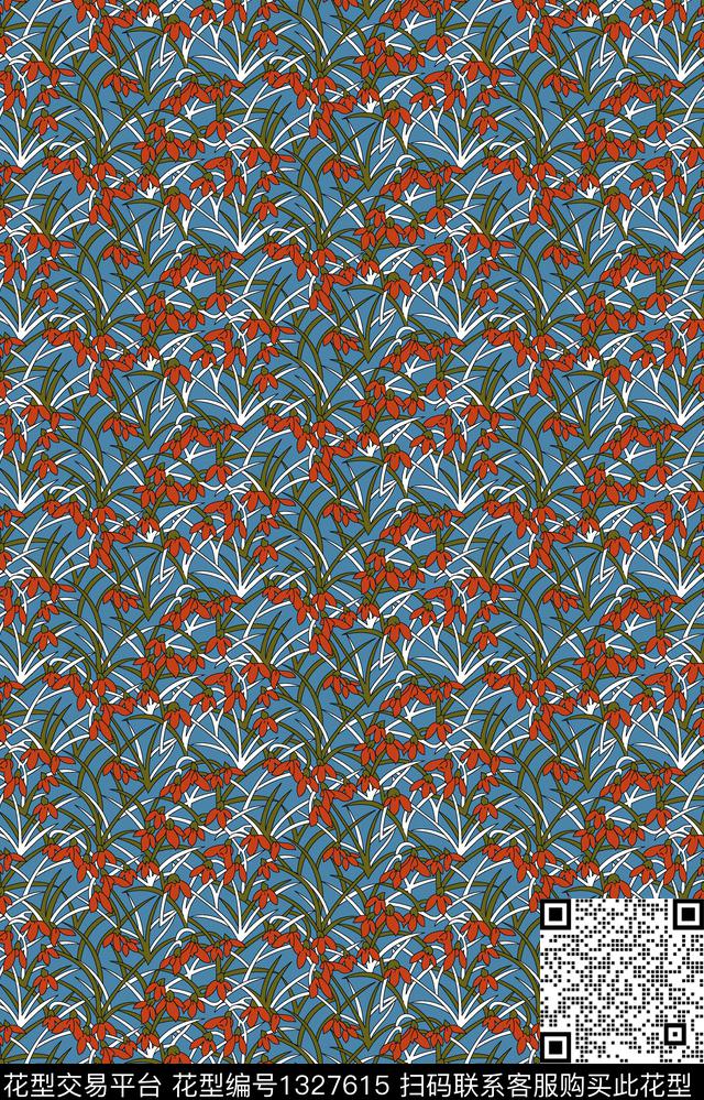花卉大牌风小碎花传统印花华亿平台下载（图片编号: 1327615） - 瓦栏（Walan）