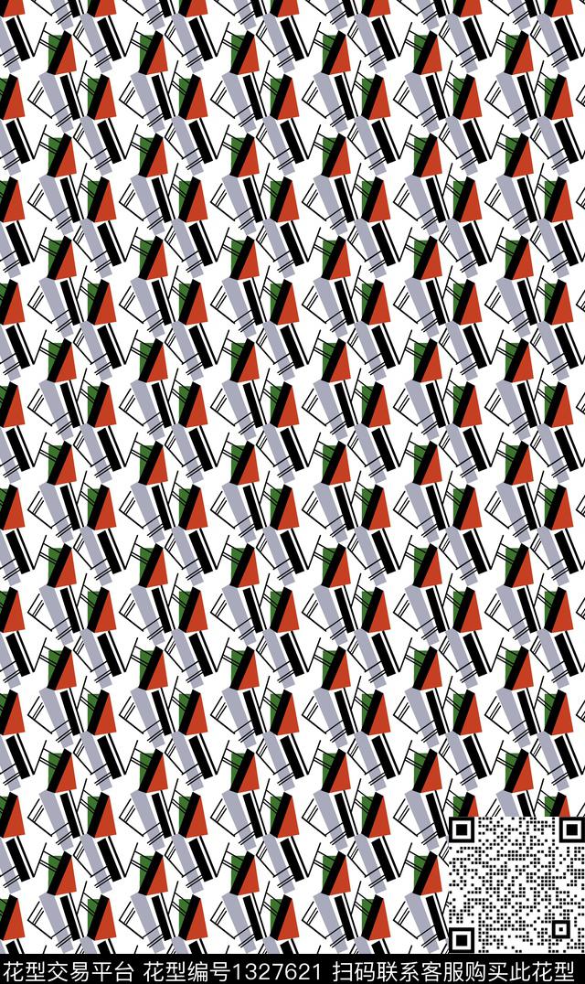 格子几何大牌风传统印花华亿平台下载（图片编号: 1327621） - 瓦栏（Walan）