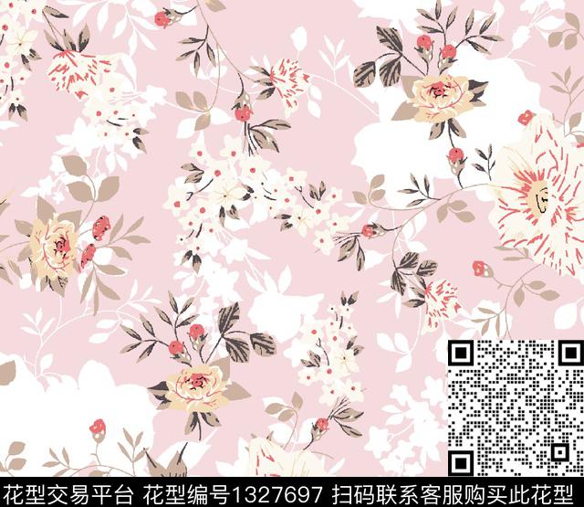 数码华亿平台女装花卉传统印花华亿平台下载（图片编号: 1327697） - 瓦栏（Walan）