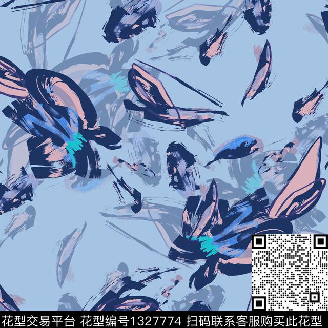 彩底花卉大牌风素雅数码印花华亿平台下载（图片编号: 1327774） - 瓦栏（Walan）