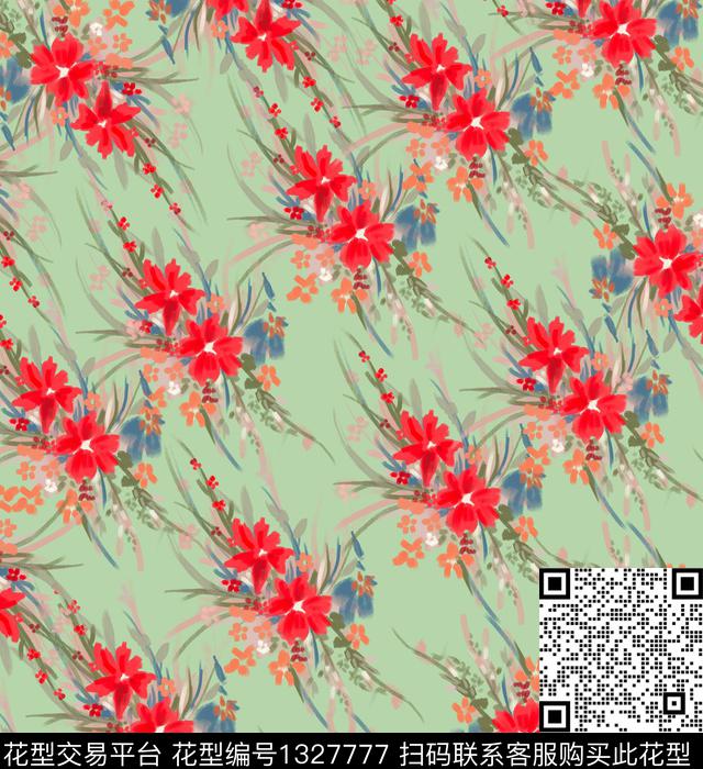 春夏华亿平台大牌风小清新数码印花华亿平台下载（图片编号: 1327777） - 瓦栏（Walan）