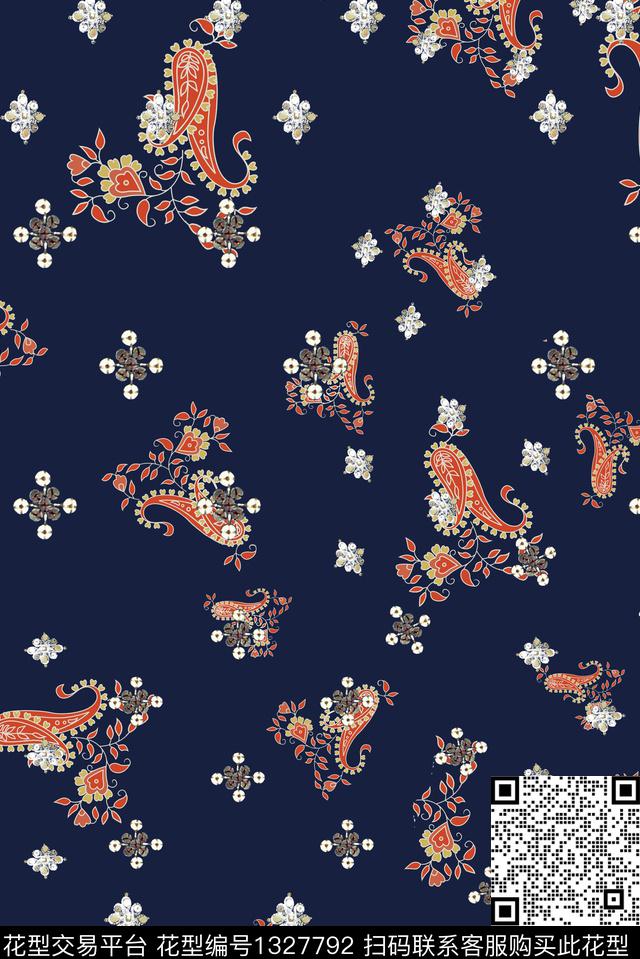 复古佩斯利小碎花数码印花华亿平台下载（图片编号: 1327792） - 瓦栏（Walan）