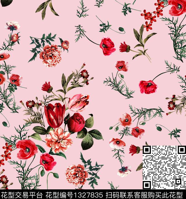 花卉绿植绿植树叶数码印花华亿平台下载（图片编号: 1327835） - 瓦栏（Walan）