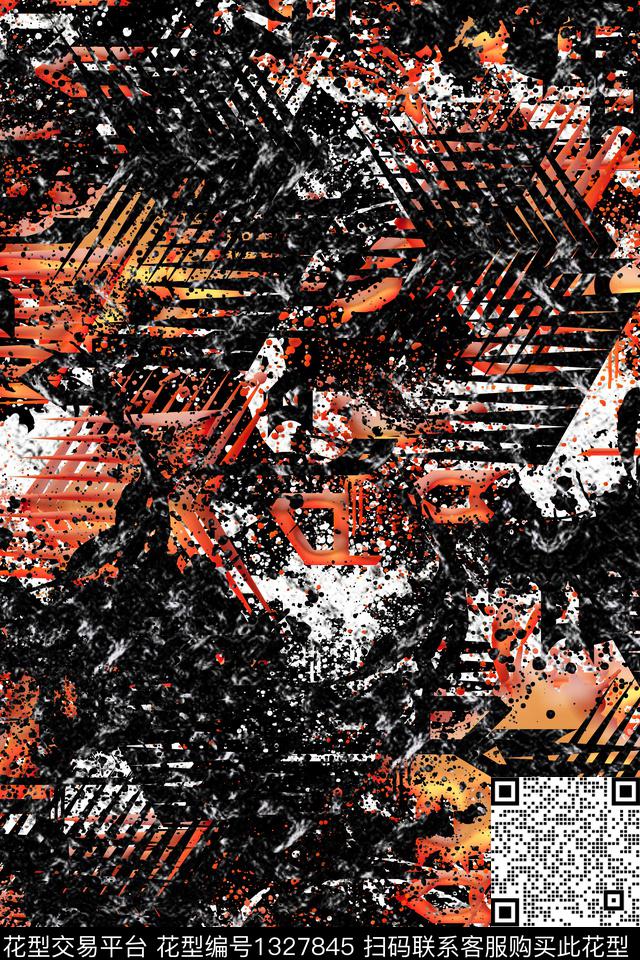 抽象男装大牌风家居服数码印花华亿平台下载（图片编号: 1327845） - 瓦栏（Walan）