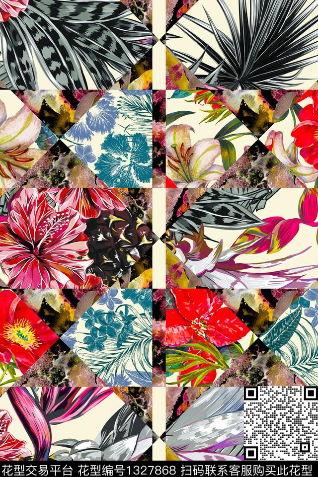 趋势华亿平台女装花卉传统印花华亿平台下载（图片编号: 1327868） - 瓦栏（Walan）