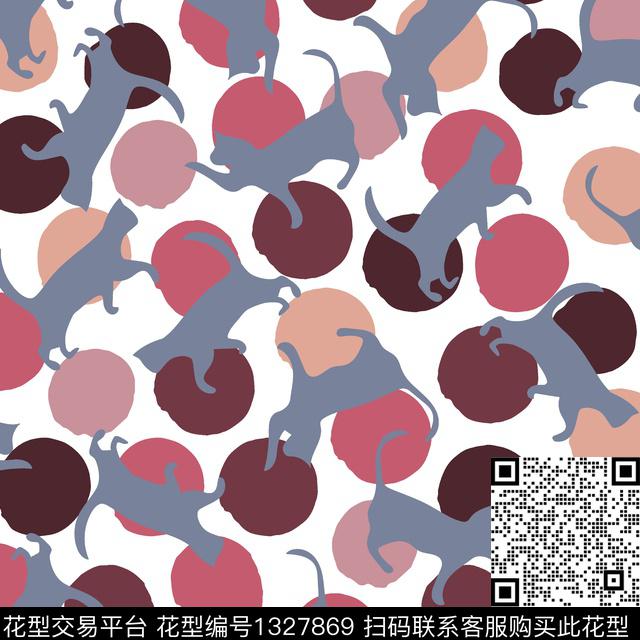 动物女装猫传统印花华亿平台下载（图片编号: 1327869） - 瓦栏（Walan）