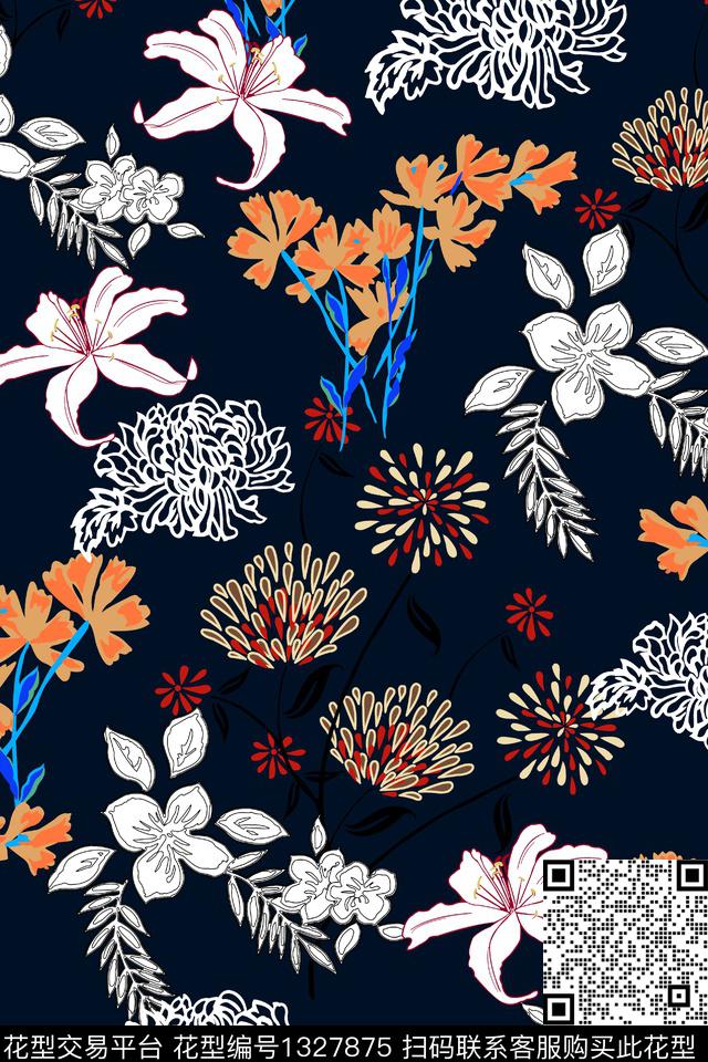 花卉春夏华亿平台小碎花数码印花华亿平台下载（图片编号: 1327875） - 瓦栏（Walan）