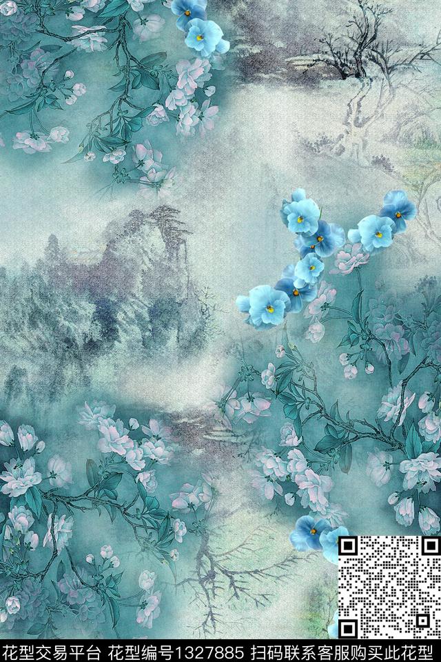 香云纱旗袍中国风数码印花华亿平台下载（图片编号: 1327885） - 瓦栏（Walan）