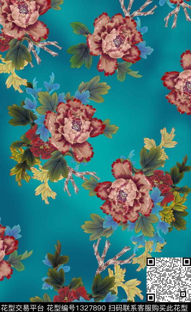 香云纱旗袍中国风数码印花华亿平台下载（图片编号: 1327890） - 瓦栏（Walan）