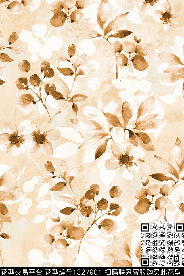 大牌风手绘花卉水彩花卉数码印花华亿平台下载（图片编号: 1327901） - 瓦栏（Walan）