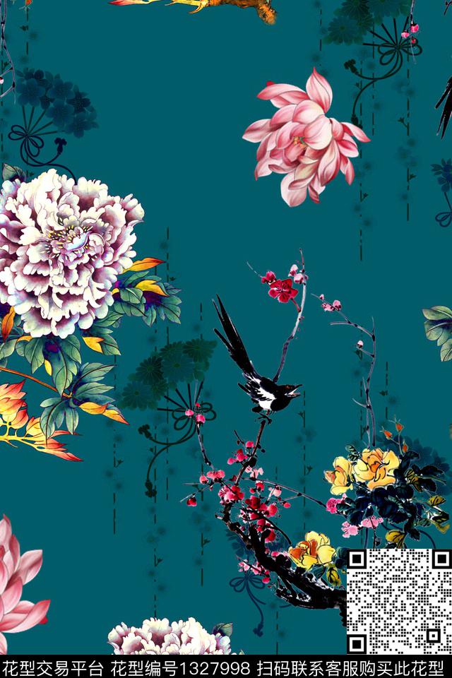 香云纱旗袍中国风数码印花华亿平台下载（图片编号: 1327998） - 瓦栏（Walan）