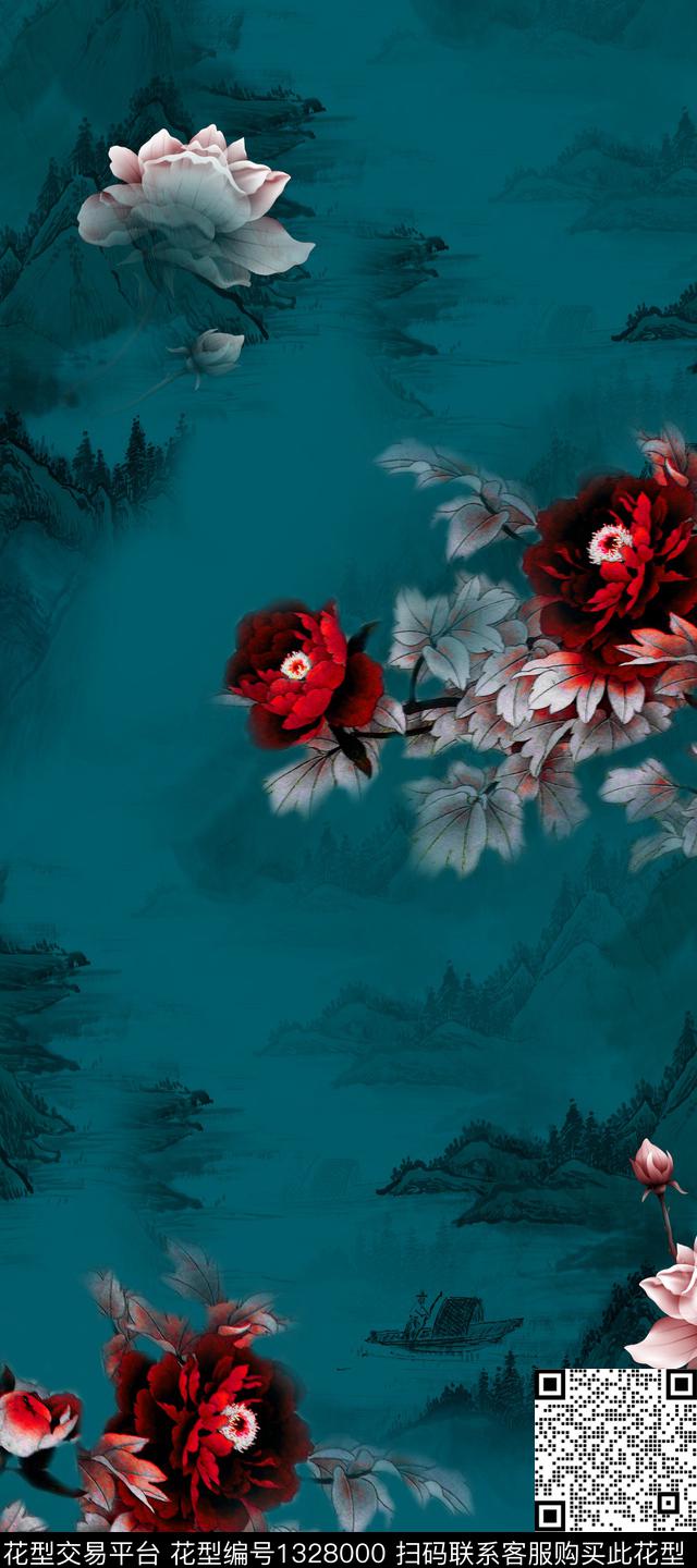 香云纱旗袍中国风数码印花华亿平台下载（图片编号: 1328000） - 瓦栏（Walan）