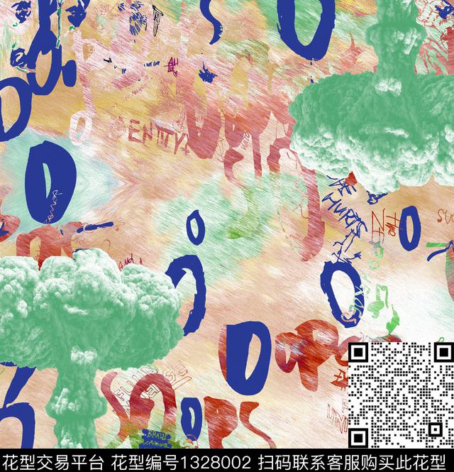 复古抽象男装潮牌数码印花华亿平台下载（图片编号: 1328002） - 瓦栏（Walan）