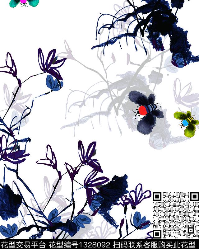 简约动物花卉数码印花华亿平台下载（图片编号: 1328092） - 瓦栏（Walan）