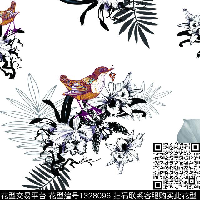 简约动物花卉数码印花华亿平台下载（图片编号: 1328096） - 瓦栏（Walan）