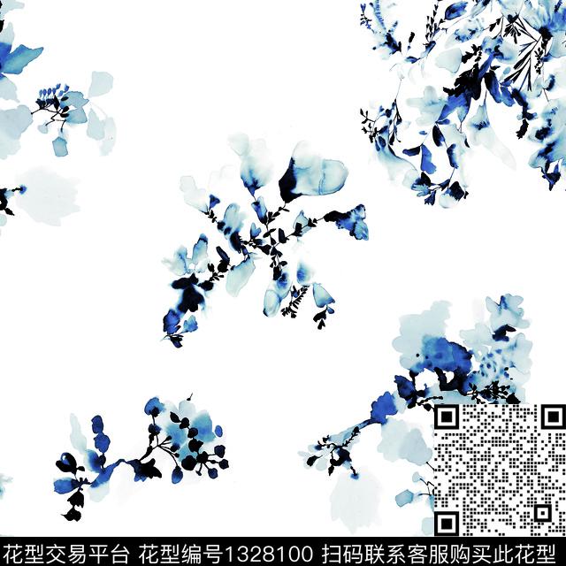 花卉抽象植物数码印花华亿平台下载（图片编号: 1328100） - 瓦栏（Walan）