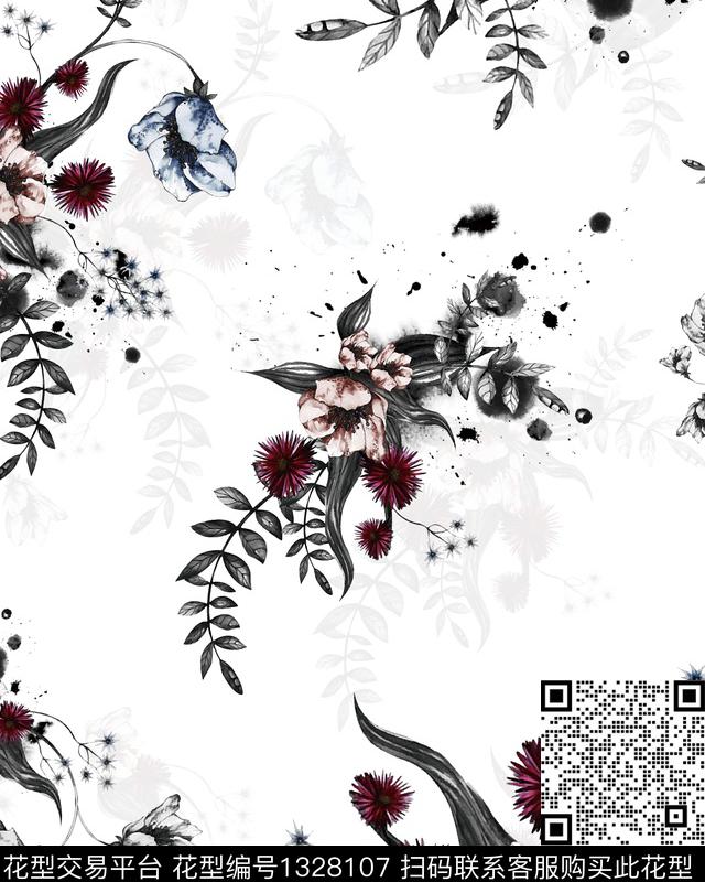 绿植树叶花卉植物数码印花华亿平台下载（图片编号: 1328107） - 瓦栏（Walan）