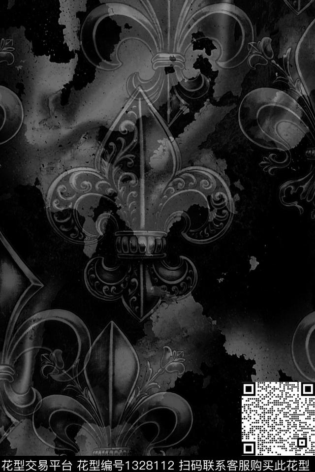 男装大牌风抽象数码印花华亿平台下载（图片编号: 1328112） - 瓦栏（Walan）