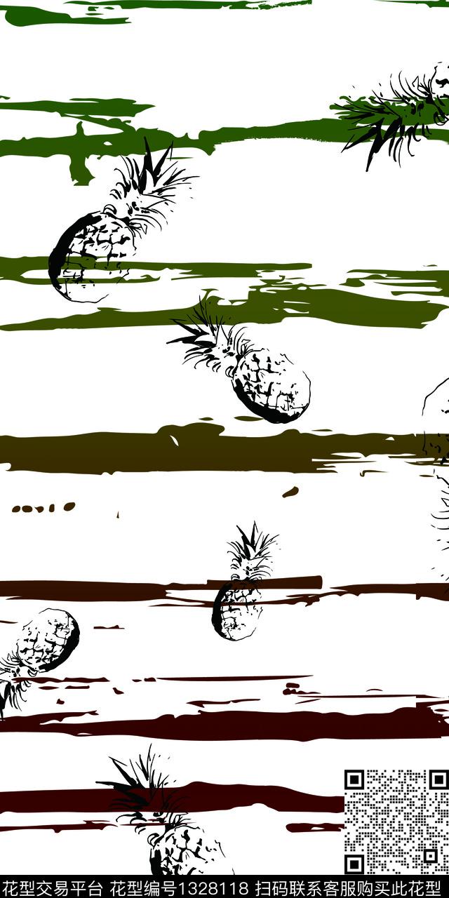 简约绿植树叶植物数码印花华亿平台下载（图片编号: 1328118） - 瓦栏（Walan）