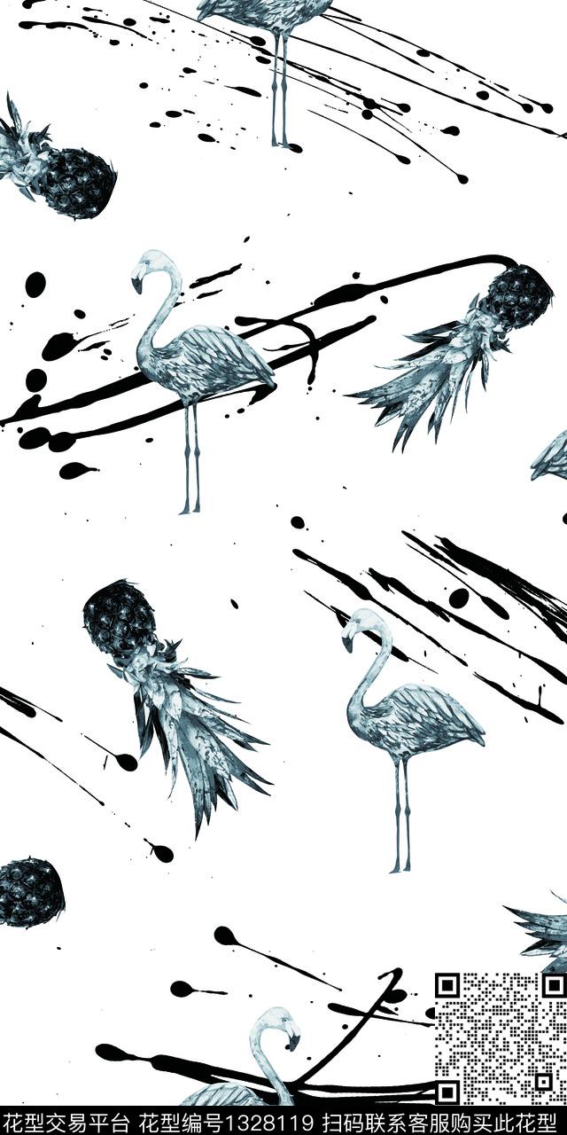 简约绿植树叶单色数码印花华亿平台下载（图片编号: 1328119） - 瓦栏（Walan）