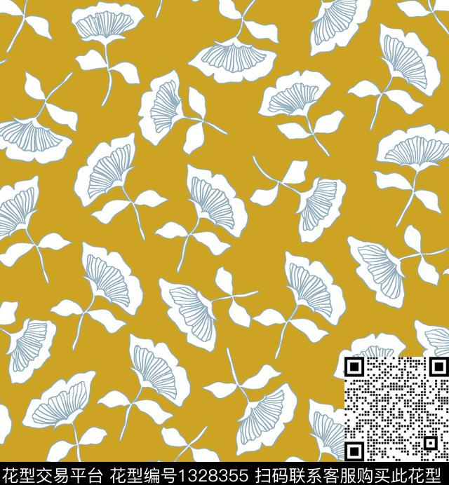 花卉抽象手绘传统印花华亿平台下载（图片编号: 1328355） - 瓦栏（Walan）