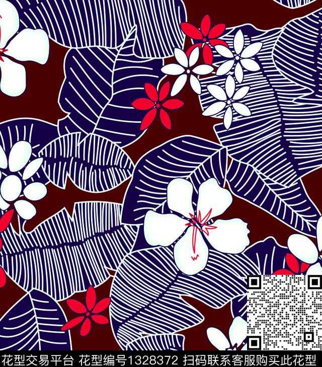 花卉潮牌大牌风传统印花华亿平台下载（图片编号: 1328372） - 瓦栏（Walan）