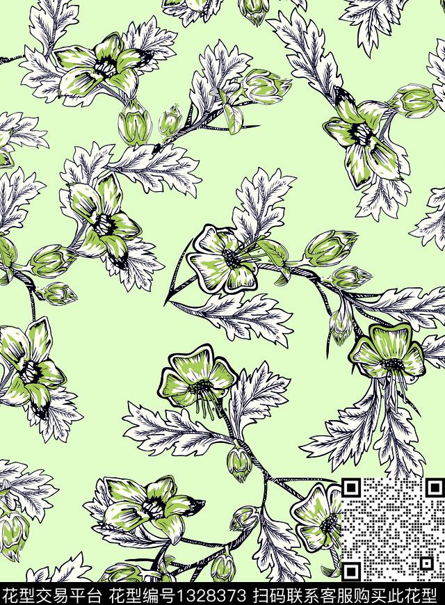 花卉潮牌大牌风传统印花华亿平台下载（图片编号: 1328373） - 瓦栏（Walan）
