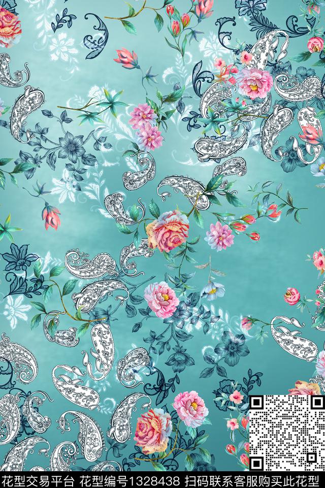 花卉绿植1/2接数码印花华亿平台下载（图片编号: 1328438） - 瓦栏（Walan）