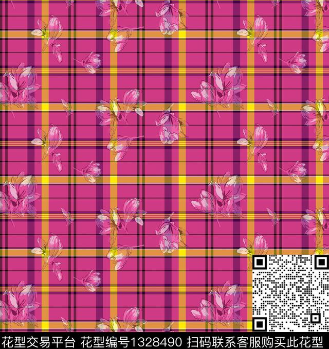 格子底纹小清新数码印花华亿平台下载（图片编号: 1328490） - 瓦栏（Walan）