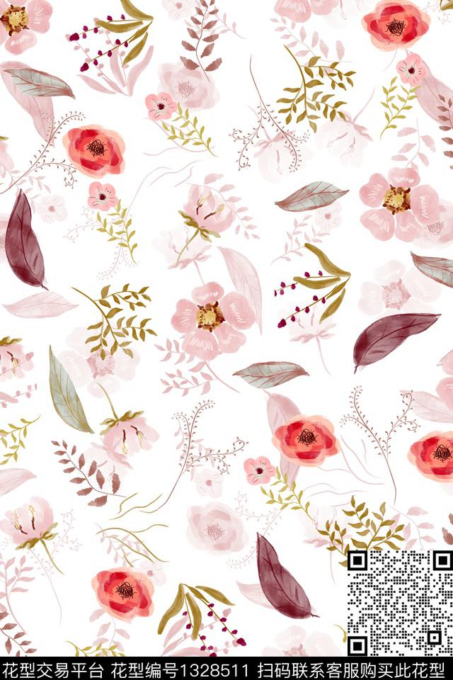 肌理花卉少女数码印花华亿平台下载（图片编号: 1328511） - 瓦栏（Walan）