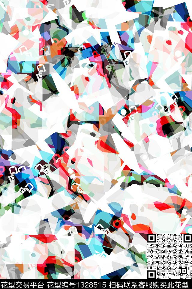 肌理几何大牌风数码印花华亿平台下载（图片编号: 1328515） - 瓦栏（Walan）