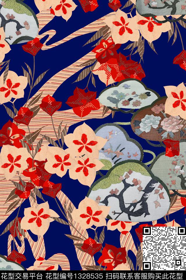 真丝中国风华亿平台日系风旗袍华亿平台数码印花华亿平台下载（图片编号: 1328535） - 瓦栏（Walan）