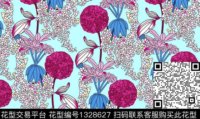 数码华亿平台扶桑花传统印花华亿平台下载（图片编号: 1328627） - 瓦栏（Walan）