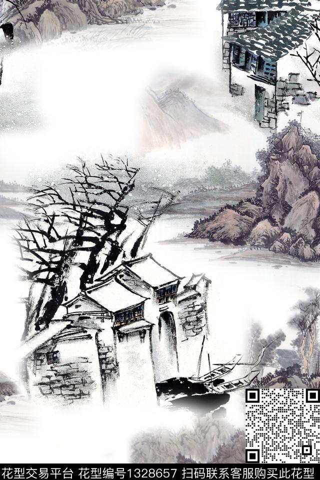 香云纱旗袍中国风数码印花华亿平台下载（图片编号: 1328657） - 瓦栏（Walan）