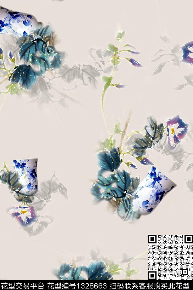 香云纱旗袍中国风数码印花华亿平台下载（图片编号: 1328663） - 瓦栏（Walan）