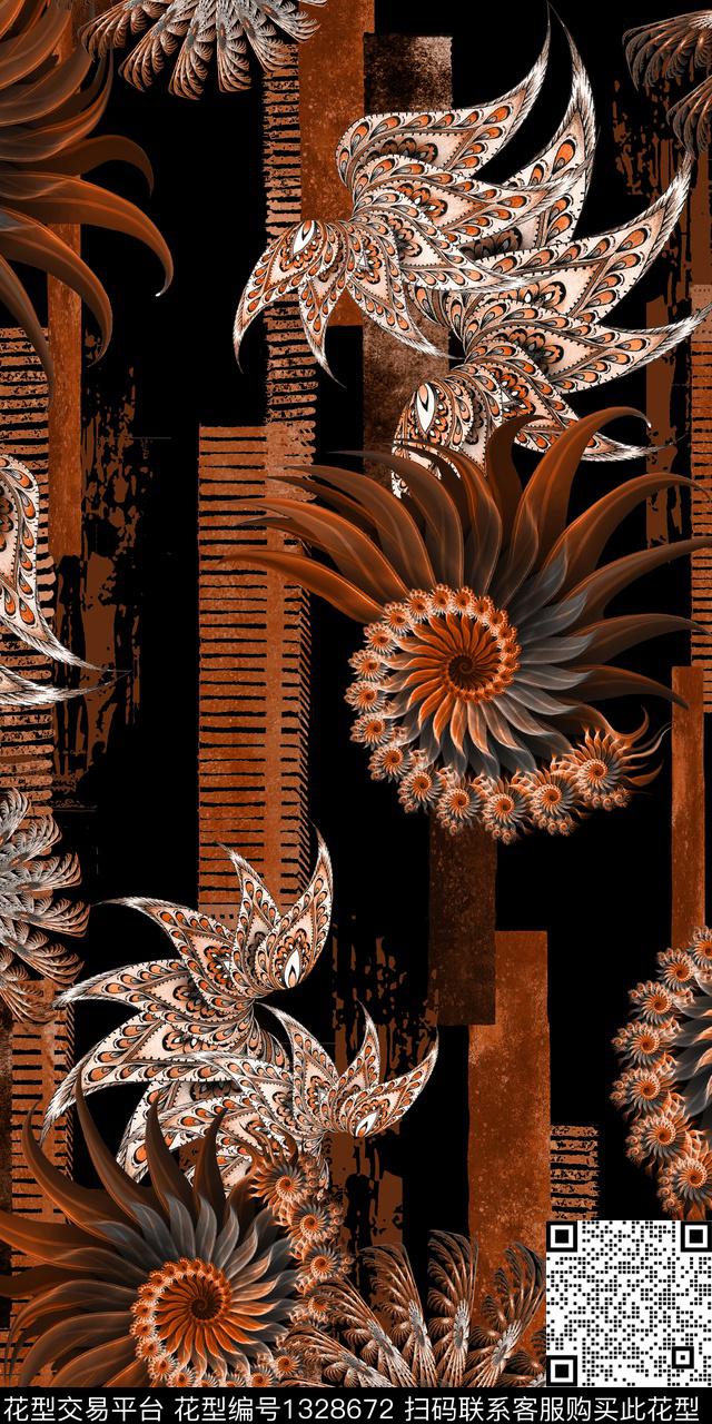 几何抽象雕印华亿平台数码印花华亿平台下载（图片编号: 1328672） - 瓦栏（Walan）