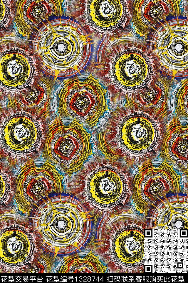 肌理圆形几何数码印花华亿平台下载（图片编号: 1328744） - 瓦栏（Walan）