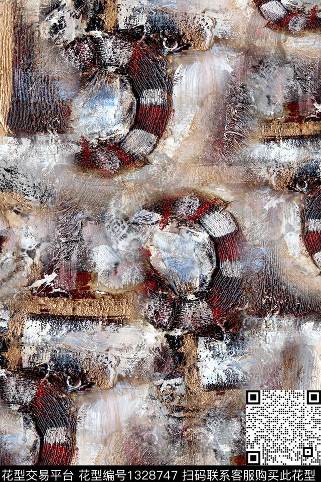 肌理几何复古数码印花华亿平台下载（图片编号: 1328747） - 瓦栏（Walan）
