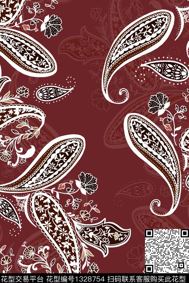 民族风佩斯利大牌风数码印花华亿平台下载（图片编号: 1328754） - 瓦栏（Walan）