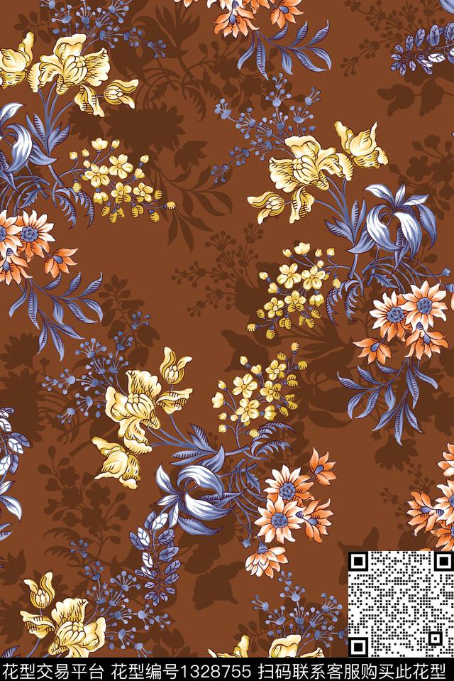 满版散花大牌风小碎花数码印花华亿平台下载（图片编号: 1328755） - 瓦栏（Walan）