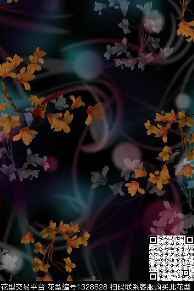 渐变香云纱中老年数码印花华亿平台下载（图片编号: 1328828） - 瓦栏（Walan）