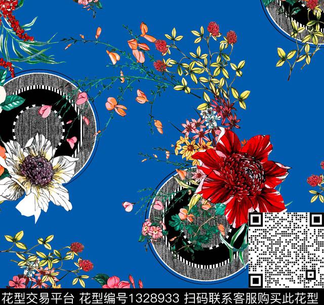 数码华亿平台花卉大牌风数码印花华亿平台下载（图片编号: 1328933） - 瓦栏（Walan）