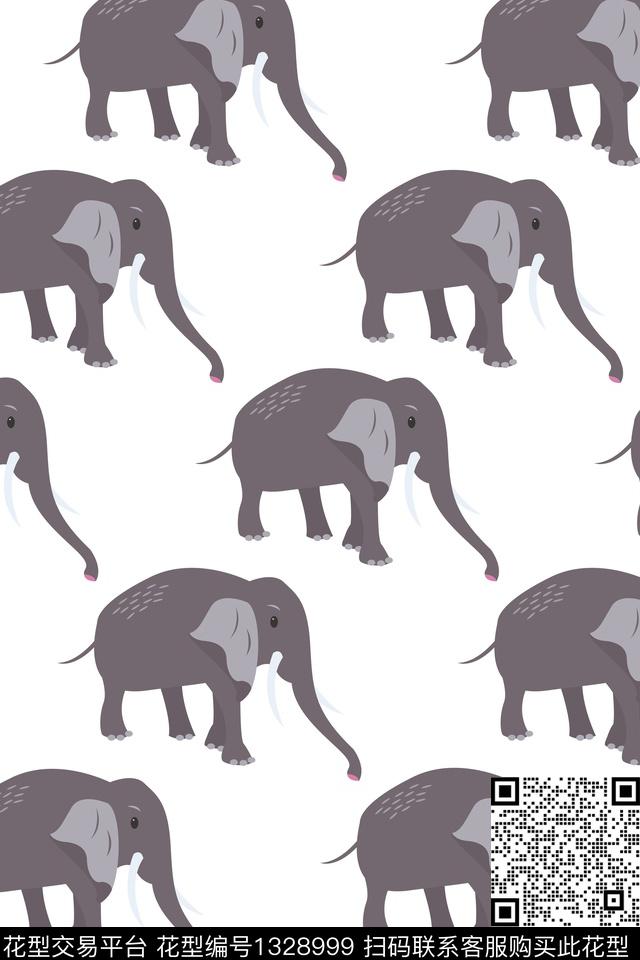 大象卡通动物手绘传统印花华亿平台下载（图片编号: 1328999） - 瓦栏（Walan）